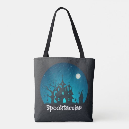 Spooktacular Blau und Schwarz Spuk Haus Tasche (Rückseite)