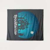 Spooktacular Blau und Schwarz Spuk Haus Wandteppich (Vorderseite (Horizontal))