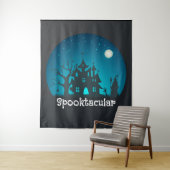 Spooktacular Blau und Schwarz Spuk Haus Wandteppich (Beispiel)