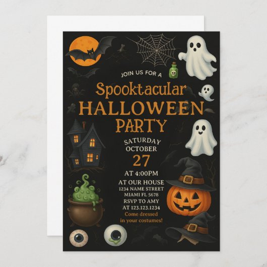 Spooktacular Costume Bash Halloween Einladung (Vorne/Hinten)