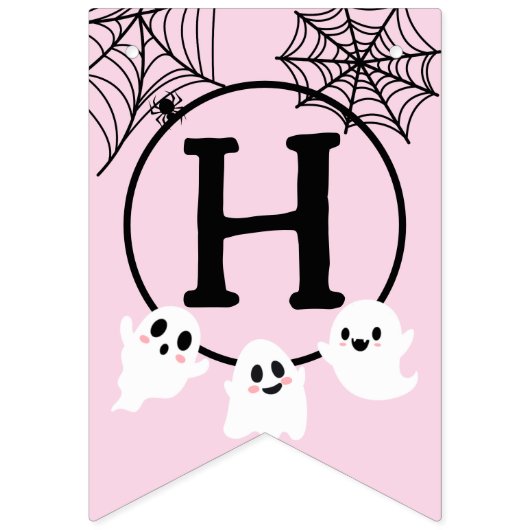 Spooktacular Cute Ghost Pink Halloween Wimpelkette (Zweite Fahne)