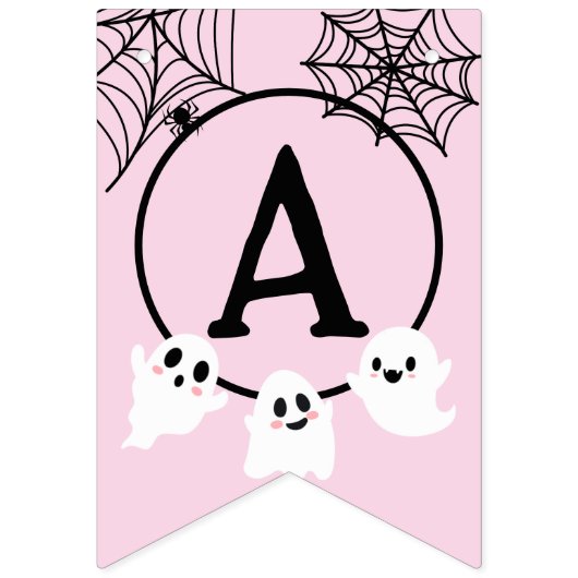 Spooktacular Cute Ghost Pink Halloween Wimpelkette (Dritte Fahne)