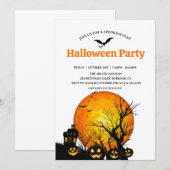 Spooktacular Dark Haunted House Halloween Party  Einladung (Vorne/Hinten)