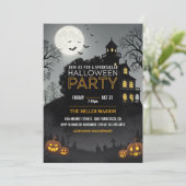 Spooktacular Dark Spuk House Halloween-Party Einladung (Stehend Vorderseite)