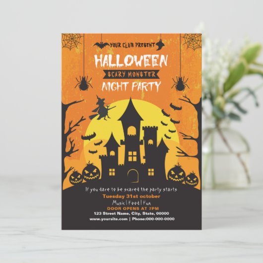 Spooktacular Dark Spuk House Halloween-Party Einladung (Stehend Vorderseite)