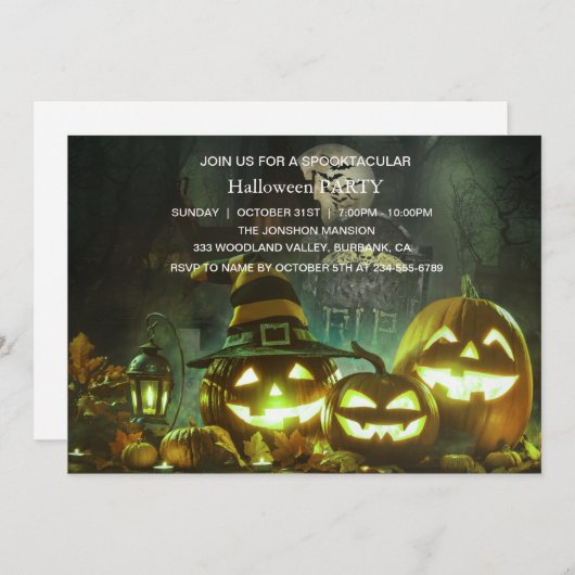 Spooktacular Dark Spuk House Halloween-Party Einladung (Vorne/Hinten)