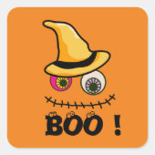 Spooktacular Face Boo Halloween Quadratischer Aufkleber (Vorderseite)