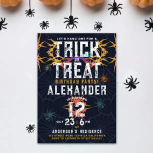 Spooktacular farbenfrohe Spinne Halloween Geburtst Einladung