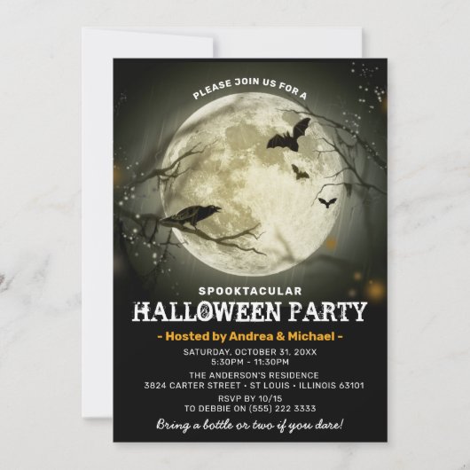 Spooktacular Full Moon Halloween-Party Einladung (Vorderseite)