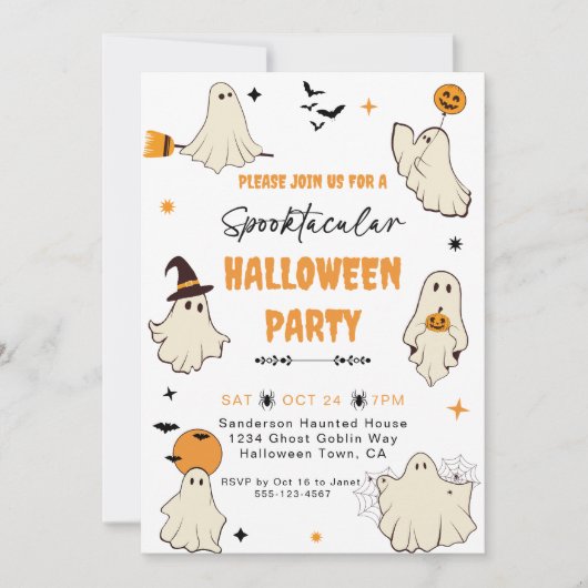 Spooktacular Ghost-Halloween-Party Einladung (Vorderseite)