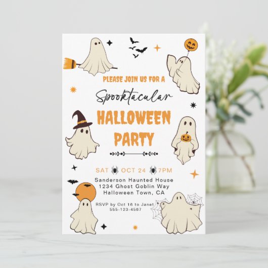 Spooktacular Ghost-Halloween-Party Einladung (Stehend Vorderseite)