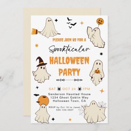 Spooktacular Ghost-Halloween-Party Einladung (Vorne/Hinten)