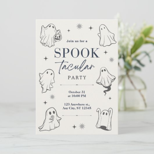 Spooktacular Ghost-Themed Halloween Einladung (Stehend Vorderseite)
