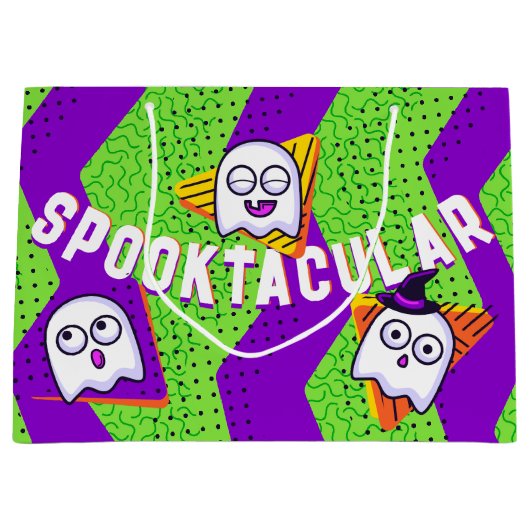 Spooktacular Ghosts Green Party Bag Große Geschenktüte (Vorderseite)