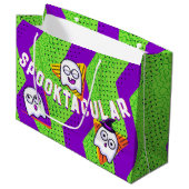 Spooktacular Ghosts Green Party Bag Große Geschenktüte (Vorderseite Schrägansicht)