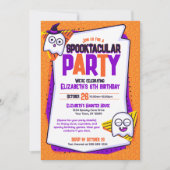 Spooktacular Ghosts Orange Birthday Einladung (Vorderseite)