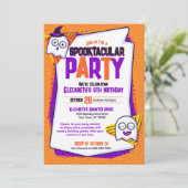 Spooktacular Ghosts Orange Birthday Einladung (Stehend Vorderseite)