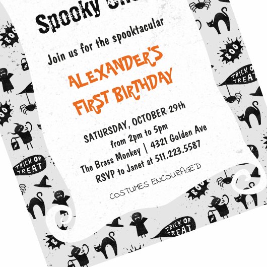 Spooktacular Halloween 1. Geburtstag Einladung