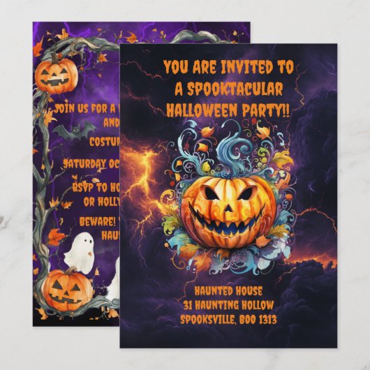 Spooktacular Halloween Bash Einladung (Vorne/Hinten)