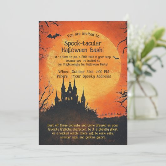 Spooktacular Halloween Bash Einladung (Stehend Vorderseite)