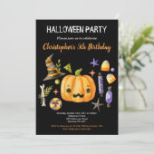 Spooktacular Halloween Bash Kindergeburtstag Party Einladung (Stehend Vorderseite)