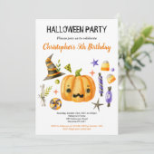 Spooktacular Halloween Bash Kindergeburtstag Party Einladung (Stehend Vorderseite)