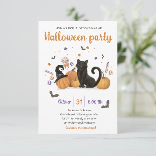 Spooktacular Halloween Candy Party Einladung (Stehend Vorderseite)