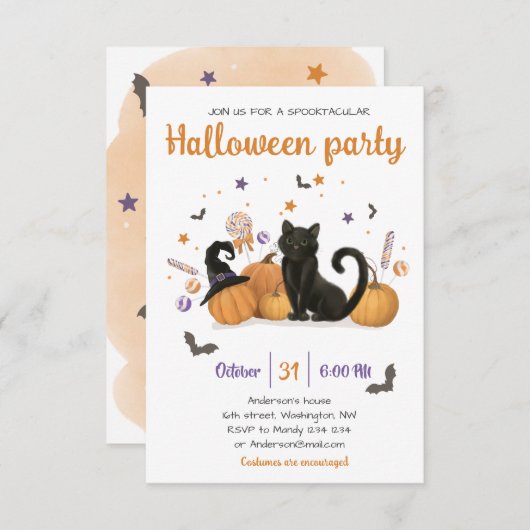 Spooktacular Halloween Candy Party Einladung (Vorne/Hinten)