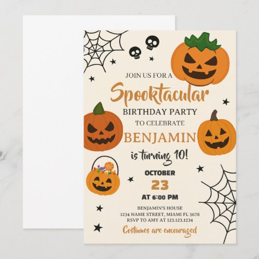 Spooktacular Halloween Einladung (Vorne/Hinten)