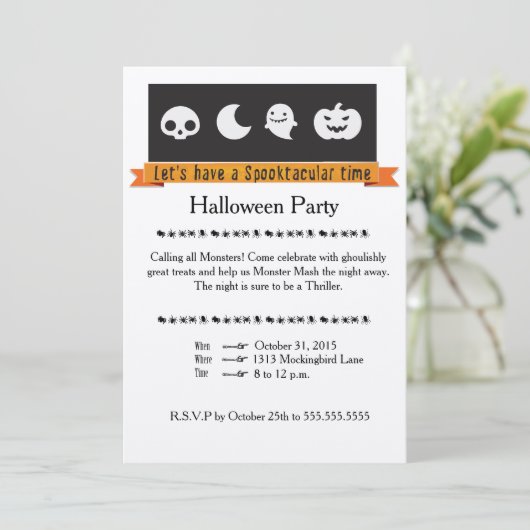 Spooktacular Halloween Einladung (Stehend Vorderseite)