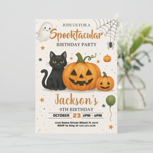 Spooktacular Halloween Einladung (Stehend Vorderseite)