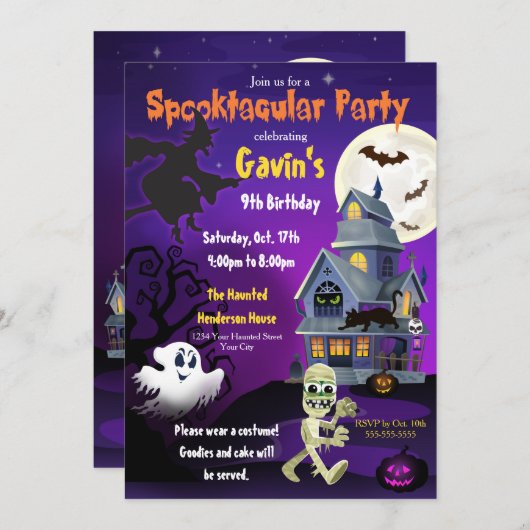 Spooktacular Halloween Einladung (Vorne/Hinten)