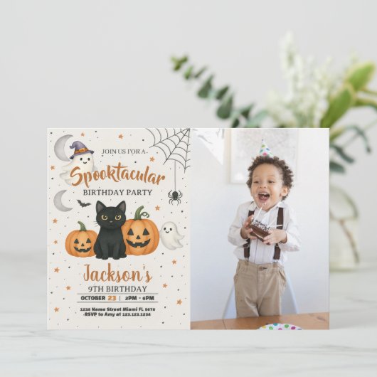 Spooktacular Halloween Einladung (Stehend Vorderseite)