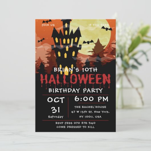 Spooktacular Halloween Geburtstagsparty Einladung (Stehend Vorderseite)