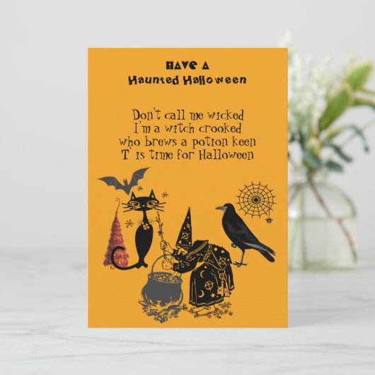 Spooktacular Halloween Gedicht Black Cat Raven Hex (Stehend Vorderseite)