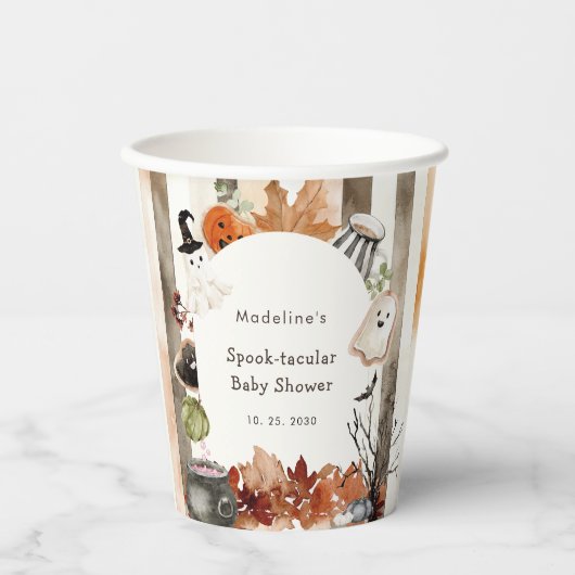 Spooktacular Halloween Ghost Pumpkin Baby Shower Pappbecher (Vorderseite)