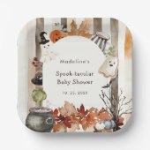 Spooktacular Halloween Ghost Pumpkin Baby Shower Pappteller (Vorderseite)