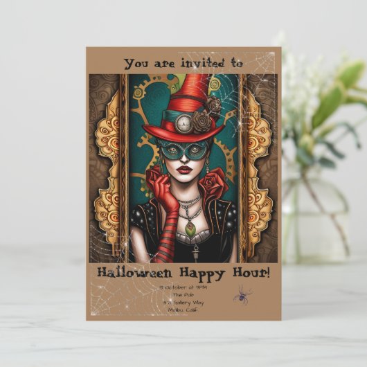 Spooktacular Halloween Happy Hour Einladung (Stehend Vorderseite)