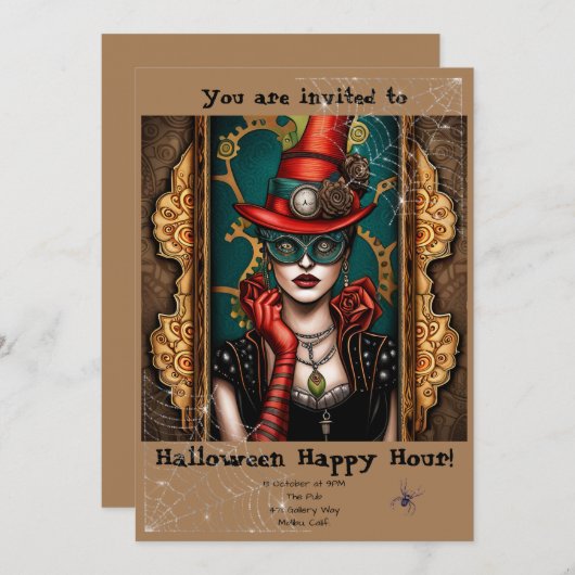 Spooktacular Halloween Happy Hour Einladung (Vorne/Hinten)