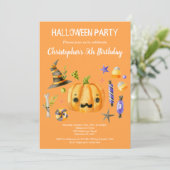 Spooktacular Halloween Kindergeburtstag Party Oran Einladung (Stehend Vorderseite)