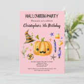 Spooktacular Halloween Kindergeburtstag Party Pink Einladung (Stehend Vorderseite)