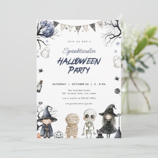 Spooktacular Halloween-KostümParty Einladung (Stehend Vorderseite)