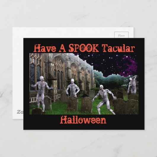Spooktacular Halloween mit Zombies Postkarte (Vorne/Hinten)