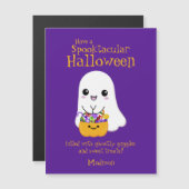 Spooktacular Halloween Niedlich Ghost Lila Magnetkarte (Vorne/Hinten)
