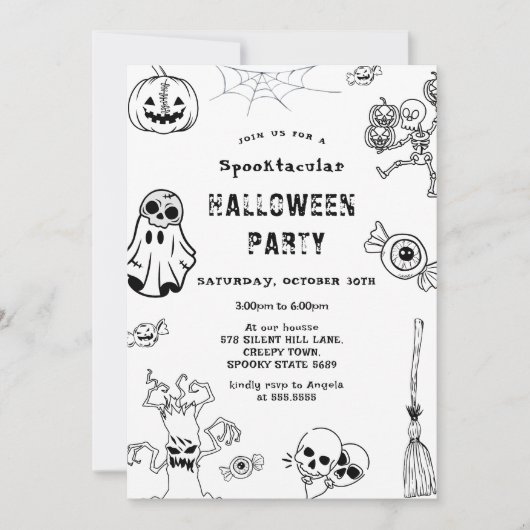 Spooktacular Halloween-Party Balck Einladung (Vorderseite)