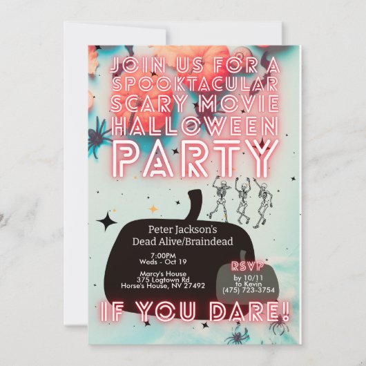 Spooktacular Halloween-Party Beängstigend Movie Ei Einladung (Vorderseite)