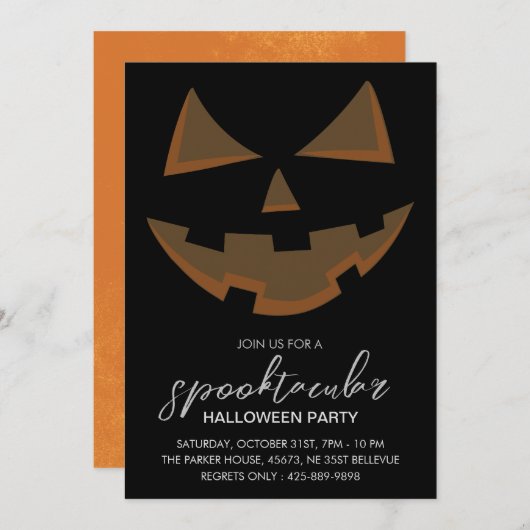 Spooktacular Halloween-Party Black Einladung (Vorne/Hinten)