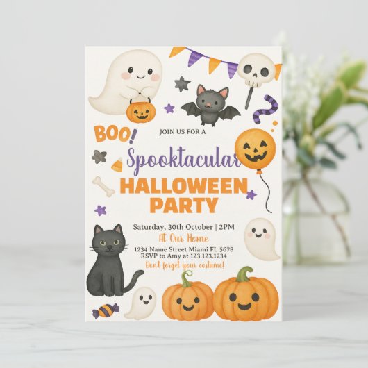 Spooktacular Halloween-Party Einladung (Stehend Vorderseite)