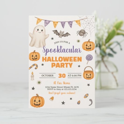 Spooktacular Halloween-Party Einladung (Stehend Vorderseite)