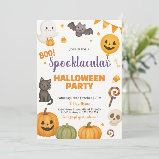 Spooktacular Halloween-Party Einladung (Stehend Vorderseite)